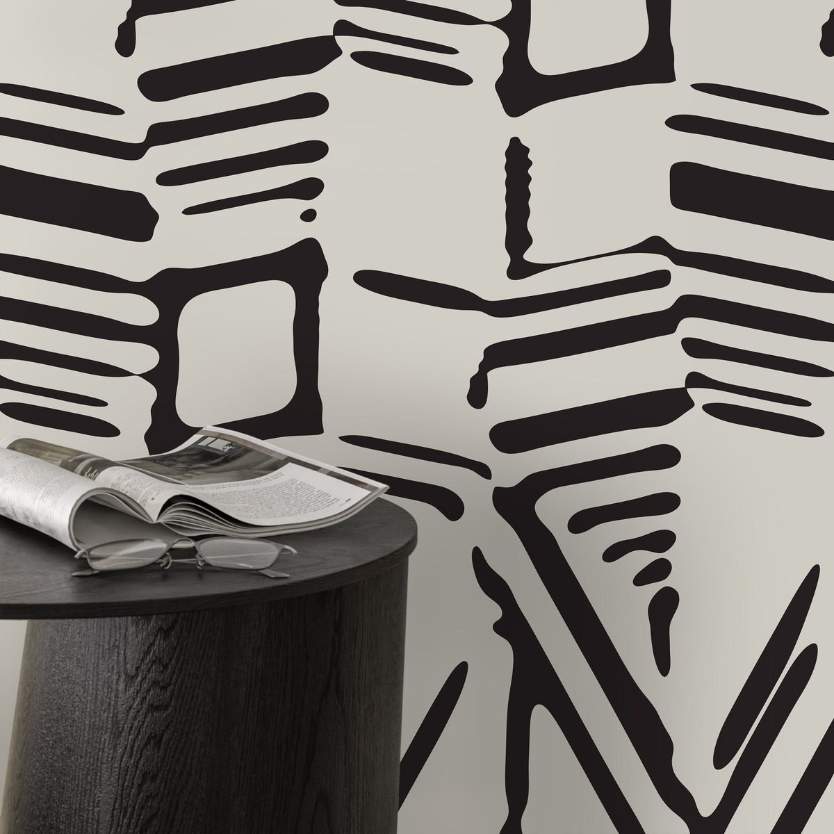 Wallpaper Peel and Stick Wallpaper Removable Wallpaper Home Decor Wall Art Wall Decor Room Decor / Black and Beige Abstract Wallpaper - C568 - WallTrend