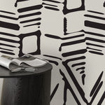Wallpaper Peel and Stick Wallpaper Removable Wallpaper Home Decor Wall Art Wall Decor Room Decor / Black and Beige Abstract Wallpaper - C568 - WallTrend