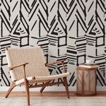 Wallpaper Peel and Stick Wallpaper Removable Wallpaper Home Decor Wall Art Wall Decor Room Decor / Black and Beige Abstract Wallpaper - C568 - WallTrend