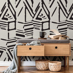 Wallpaper Peel and Stick Wallpaper Removable Wallpaper Home Decor Wall Art Wall Decor Room Decor / Black and Beige Abstract Wallpaper - C568 - WallTrend