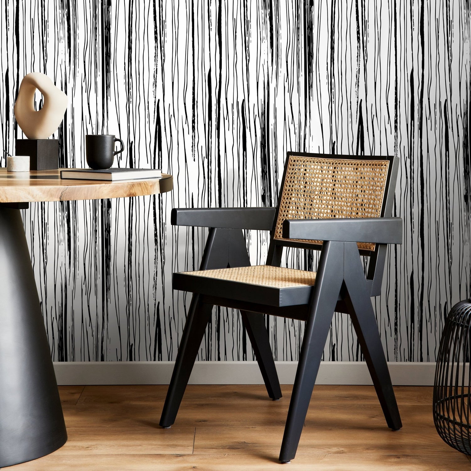 Wallpaper Peel and Stick Wallpaper Removable Wallpaper Home Decor Wall Art Wall Decor Room Decor / Black and White Abstract Wallpaper - A604 - WallTrend