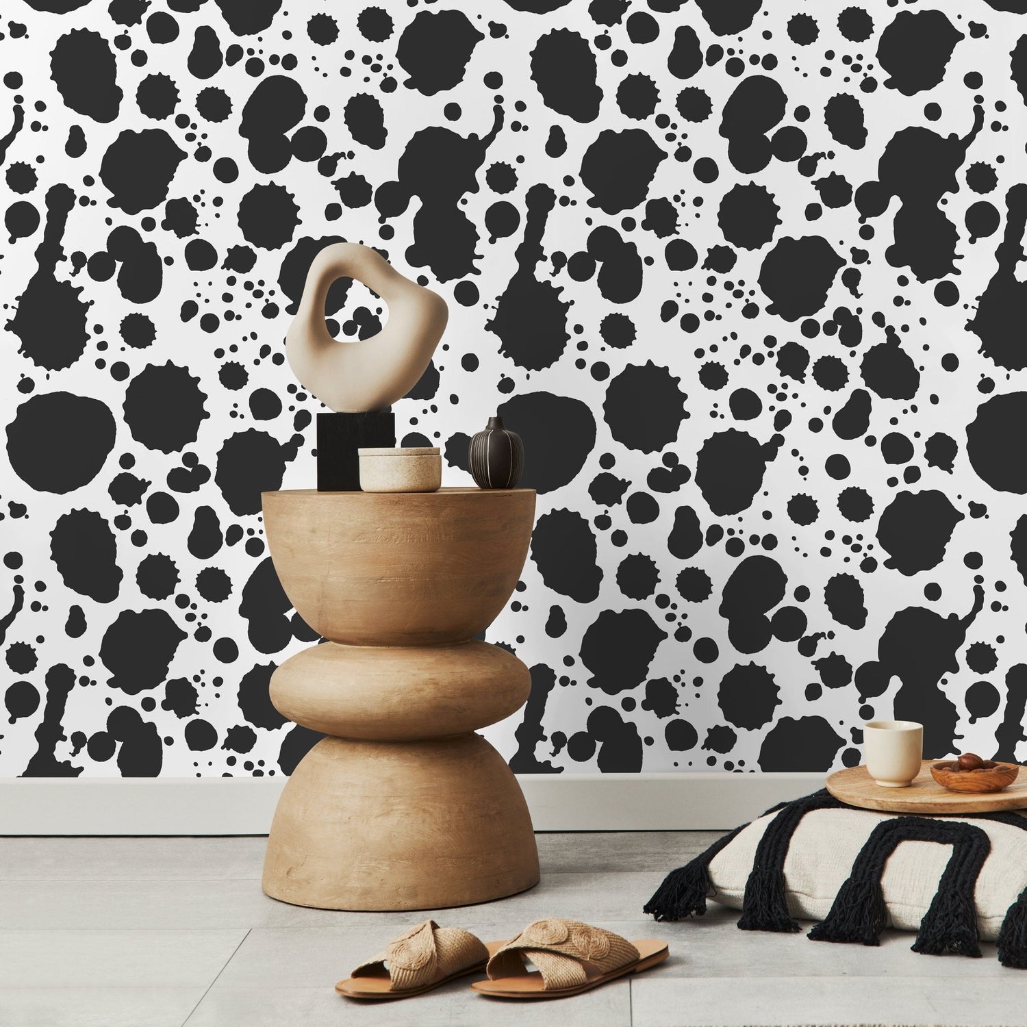 Wallpaper Peel and Stick Wallpaper Removable Wallpaper Home Decor Wall Art Wall Decor Room Decor / Black and White Ink Wallpaper - A665 - WallTrend