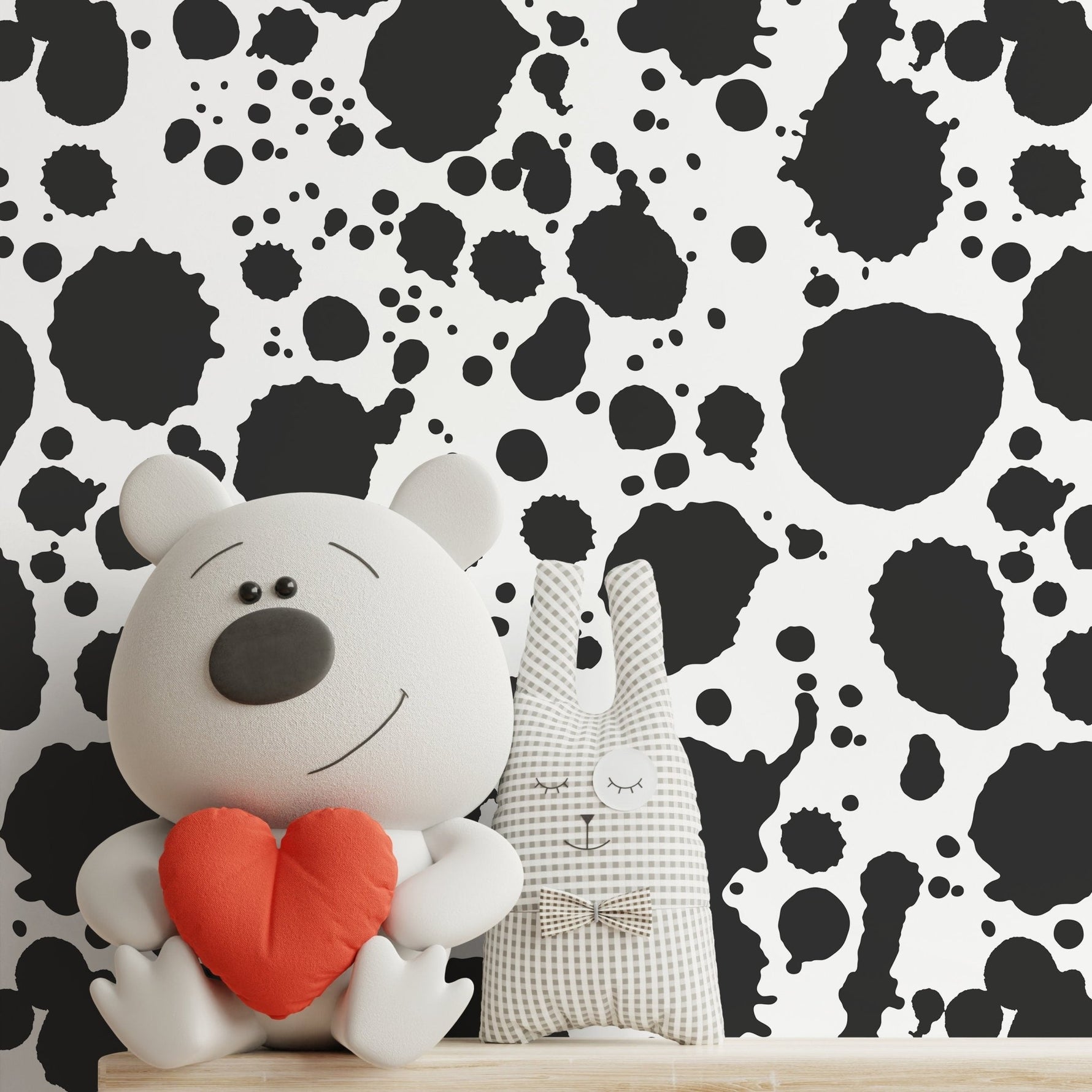 Wallpaper Peel and Stick Wallpaper Removable Wallpaper Home Decor Wall Art Wall Decor Room Decor / Black and White Ink Wallpaper - A665 - WallTrend