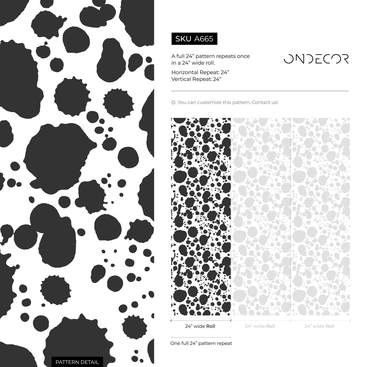 Wallpaper Peel and Stick Wallpaper Removable Wallpaper Home Decor Wall Art Wall Decor Room Decor / Black and White Ink Wallpaper - A665 - WallTrend