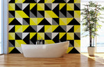 Wallpaper Peel and Stick Wallpaper Removable Wallpaper Home Decor Wall Art Wall Decor Room Decor/ Black and Yellow Geometric Wallpaper - B076 - WallTrend