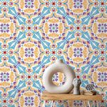 Wallpaper Peel and Stick Wallpaper Removable Wallpaper Home Decor Wall Art Wall Decor Room Decor / Blue and Orange Vintage Wallpaper - C385 - WallTrend