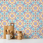 Wallpaper Peel and Stick Wallpaper Removable Wallpaper Home Decor Wall Art Wall Decor Room Decor / Blue and Orange Vintage Wallpaper - C385 - WallTrend