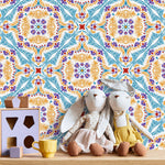 Wallpaper Peel and Stick Wallpaper Removable Wallpaper Home Decor Wall Art Wall Decor Room Decor / Blue and Orange Vintage Wallpaper - C385 - WallTrend