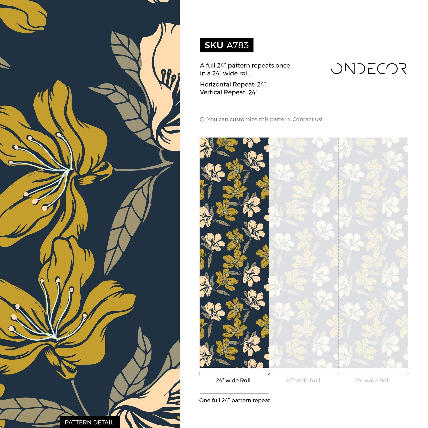 Wallpaper Peel and Stick Wallpaper Removable Wallpaper Home Decor Wall Art Wall Decor Room Decor / Blue Boho Floral Wallpaper - A783 - WallTrend