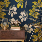 Wallpaper Peel and Stick Wallpaper Removable Wallpaper Home Decor Wall Art Wall Decor Room Decor / Blue Boho Floral Wallpaper - A783 - WallTrend
