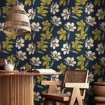 Wallpaper Peel and Stick Wallpaper Removable Wallpaper Home Decor Wall Art Wall Decor Room Decor / Blue Boho Floral Wallpaper - A783 - WallTrend