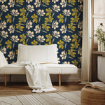 Wallpaper Peel and Stick Wallpaper Removable Wallpaper Home Decor Wall Art Wall Decor Room Decor / Blue Boho Floral Wallpaper - A783 - WallTrend
