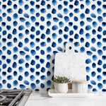 Wallpaper Peel and Stick Wallpaper Removable Wallpaper Home Decor Wall Art Wall Decor Room Decor / Blue Dots Watercolor Wallpaper - D934 - WallTrend