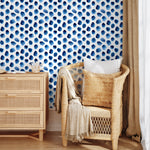 Wallpaper Peel and Stick Wallpaper Removable Wallpaper Home Decor Wall Art Wall Decor Room Decor / Blue Dots Watercolor Wallpaper - D934 - WallTrend