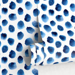 Wallpaper Peel and Stick Wallpaper Removable Wallpaper Home Decor Wall Art Wall Decor Room Decor / Blue Dots Watercolor Wallpaper - D934 - WallTrend
