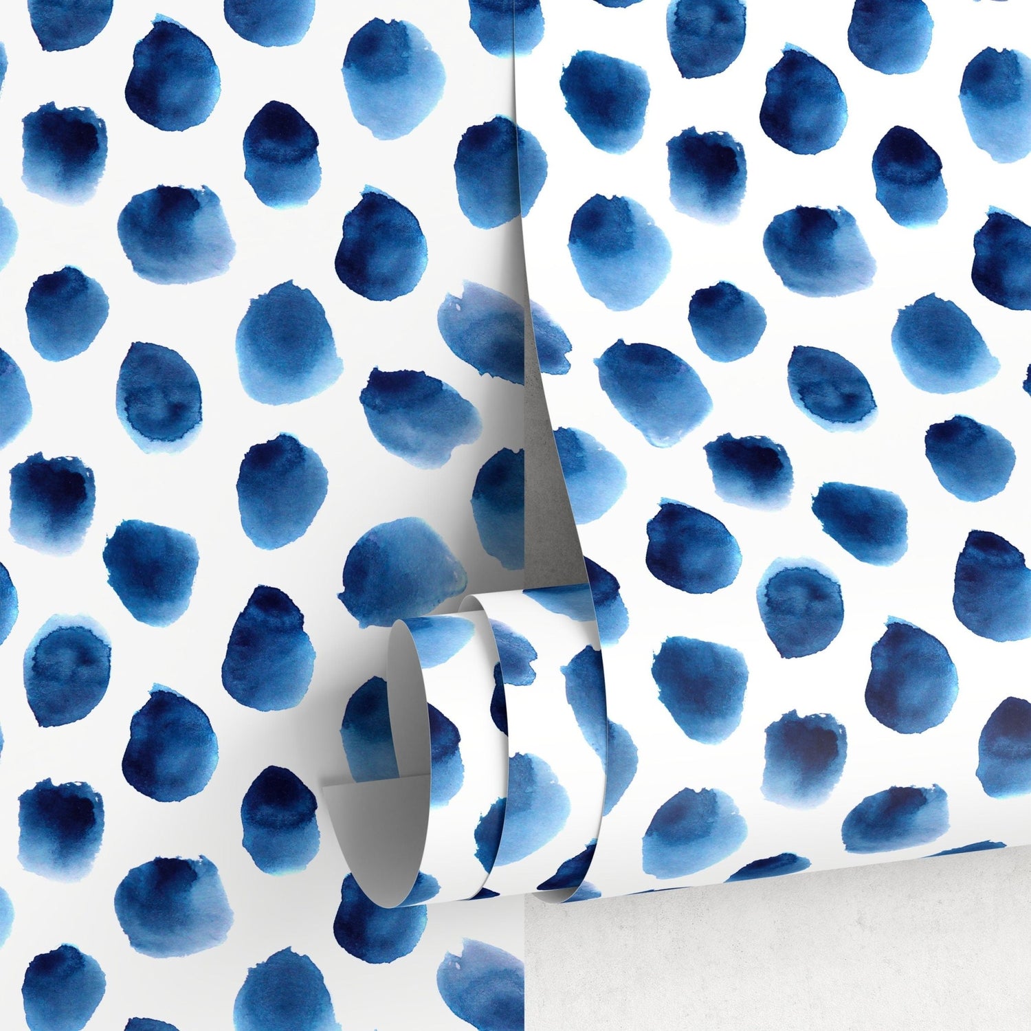Wallpaper Peel and Stick Wallpaper Removable Wallpaper Home Decor Wall Art Wall Decor Room Decor / Blue Dots Watercolor Wallpaper - D934 - WallTrend