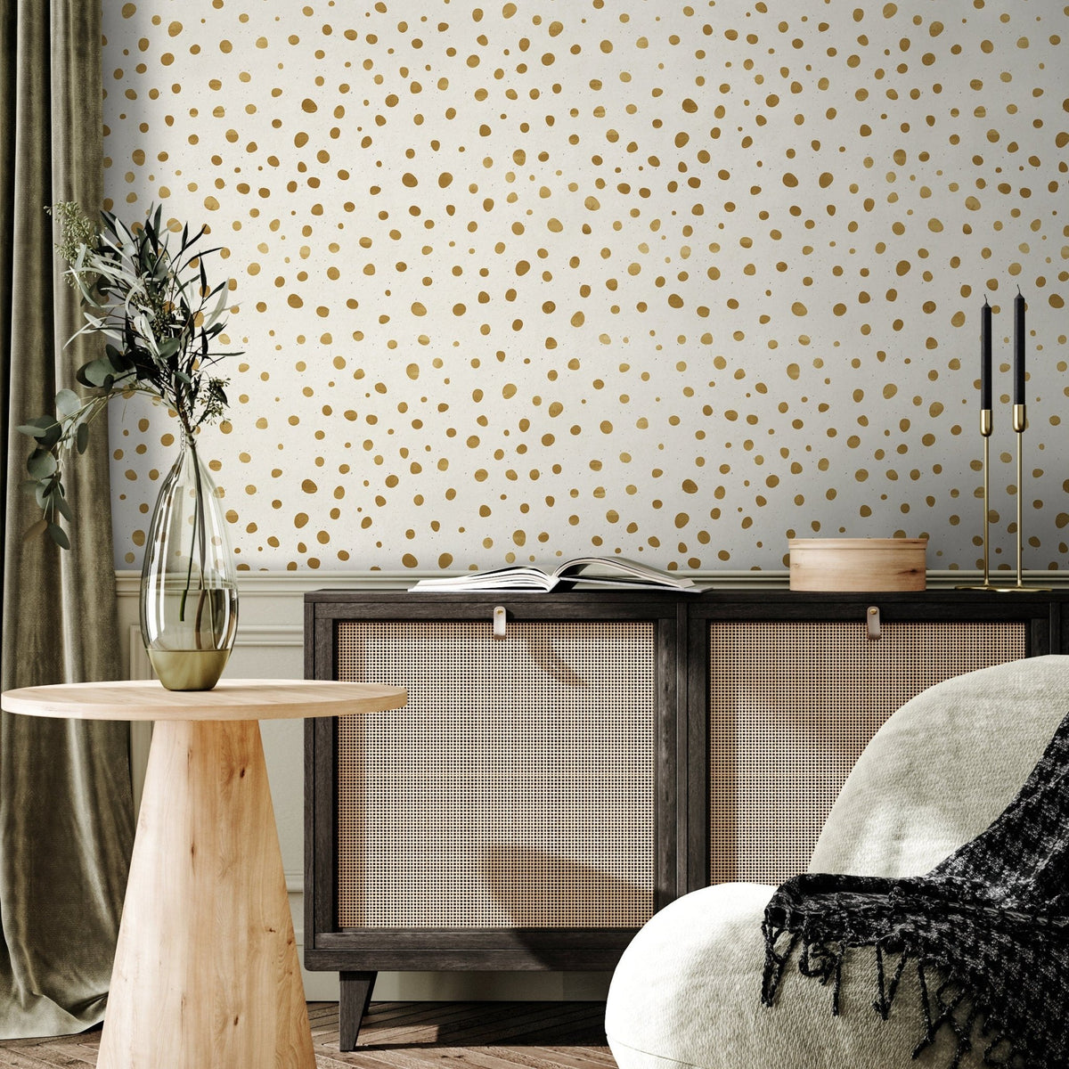 Wallpaper Peel and Stick Wallpaper Removable Wallpaper Home Decor Wall Art Wall Decor Room Decor / Boho Dots Non - Metalic Wallpaper - A343 - WallTrend