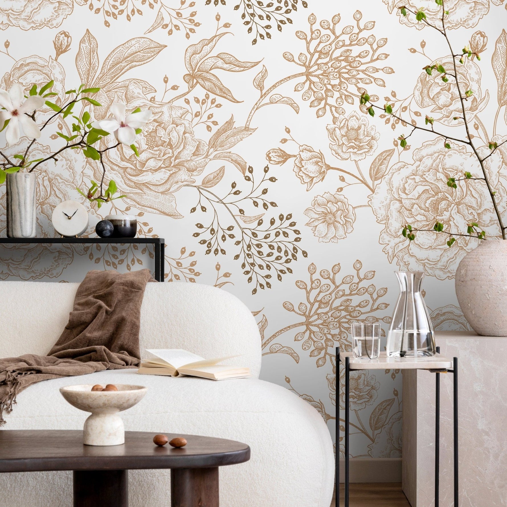Wallpaper Peel and Stick Wallpaper Removable Wallpaper Home Decor Wall Art Wall Decor Room Decor / Boho Floral Wallpaper - A671 - WallTrend