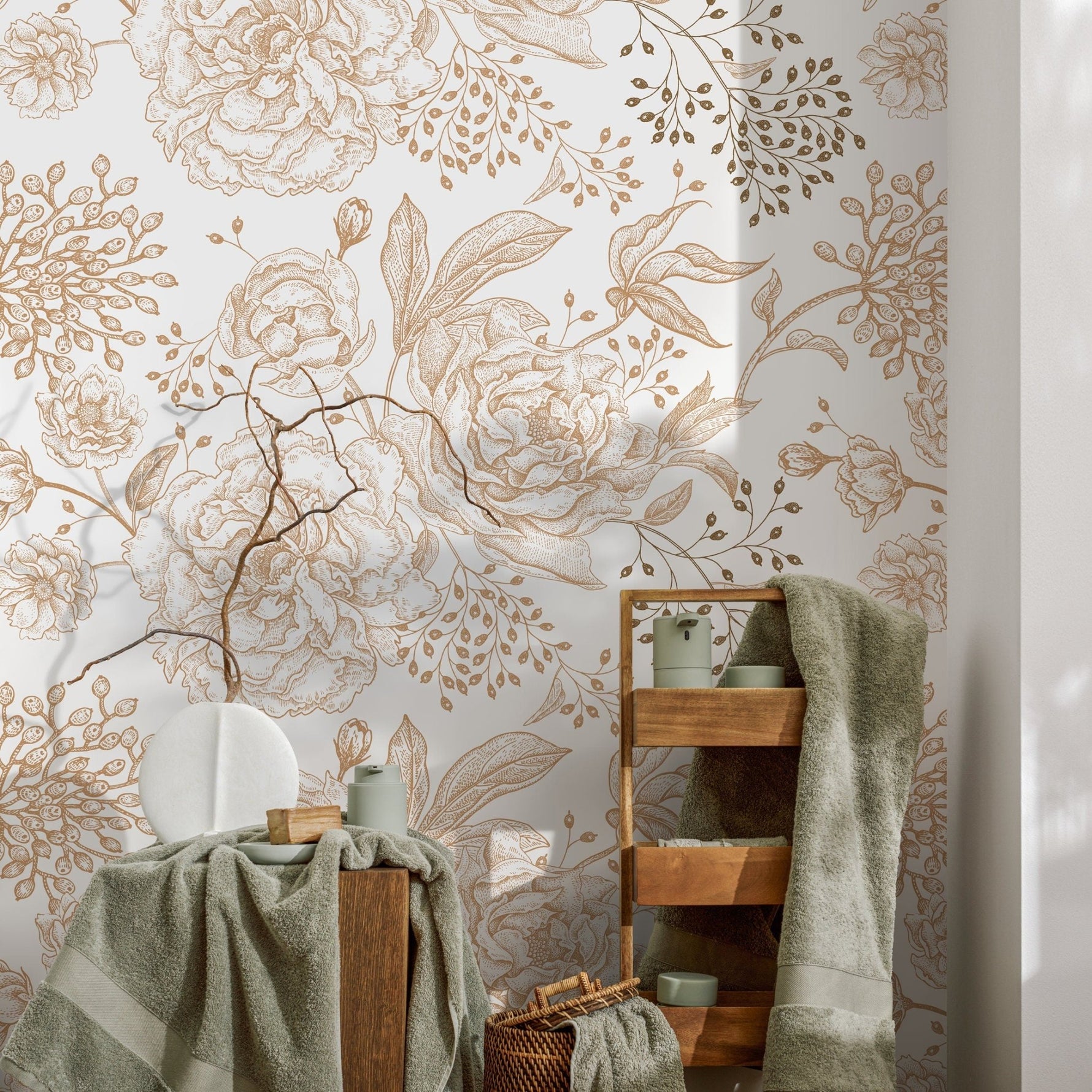 Wallpaper Peel and Stick Wallpaper Removable Wallpaper Home Decor Wall Art Wall Decor Room Decor / Boho Floral Wallpaper - A671 - WallTrend