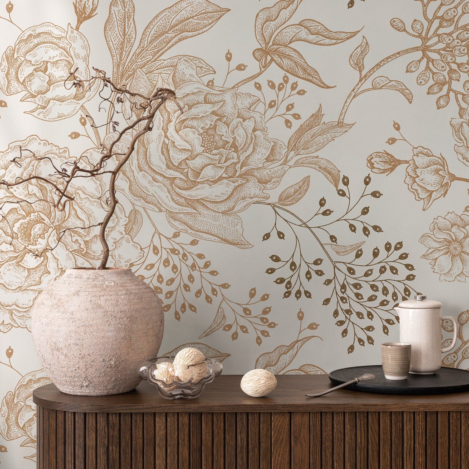 Wallpaper Peel and Stick Wallpaper Removable Wallpaper Home Decor Wall Art Wall Decor Room Decor / Boho Floral Wallpaper - A671 - WallTrend