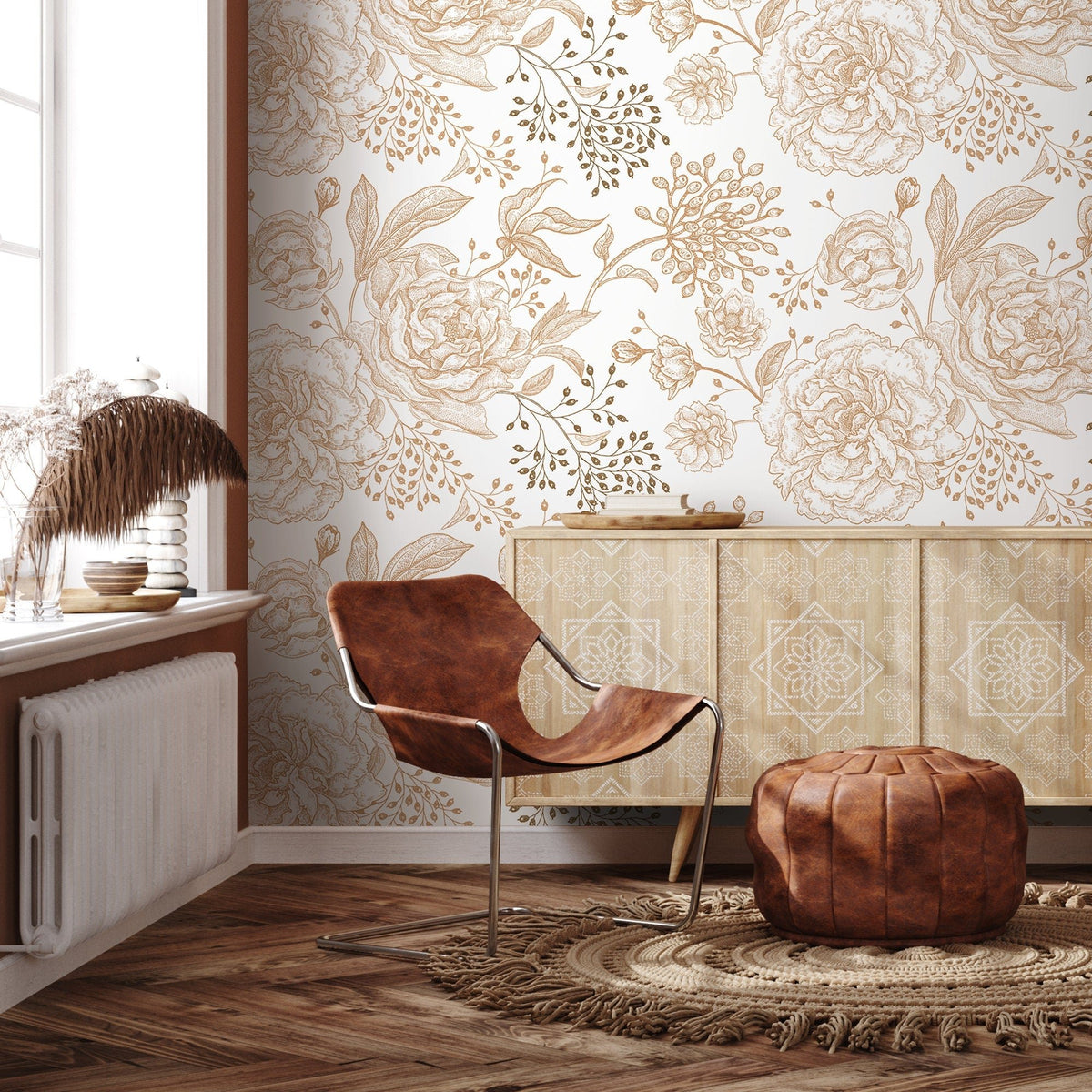 Wallpaper Peel and Stick Wallpaper Removable Wallpaper Home Decor Wall Art Wall Decor Room Decor / Boho Floral Wallpaper - A671 - WallTrend