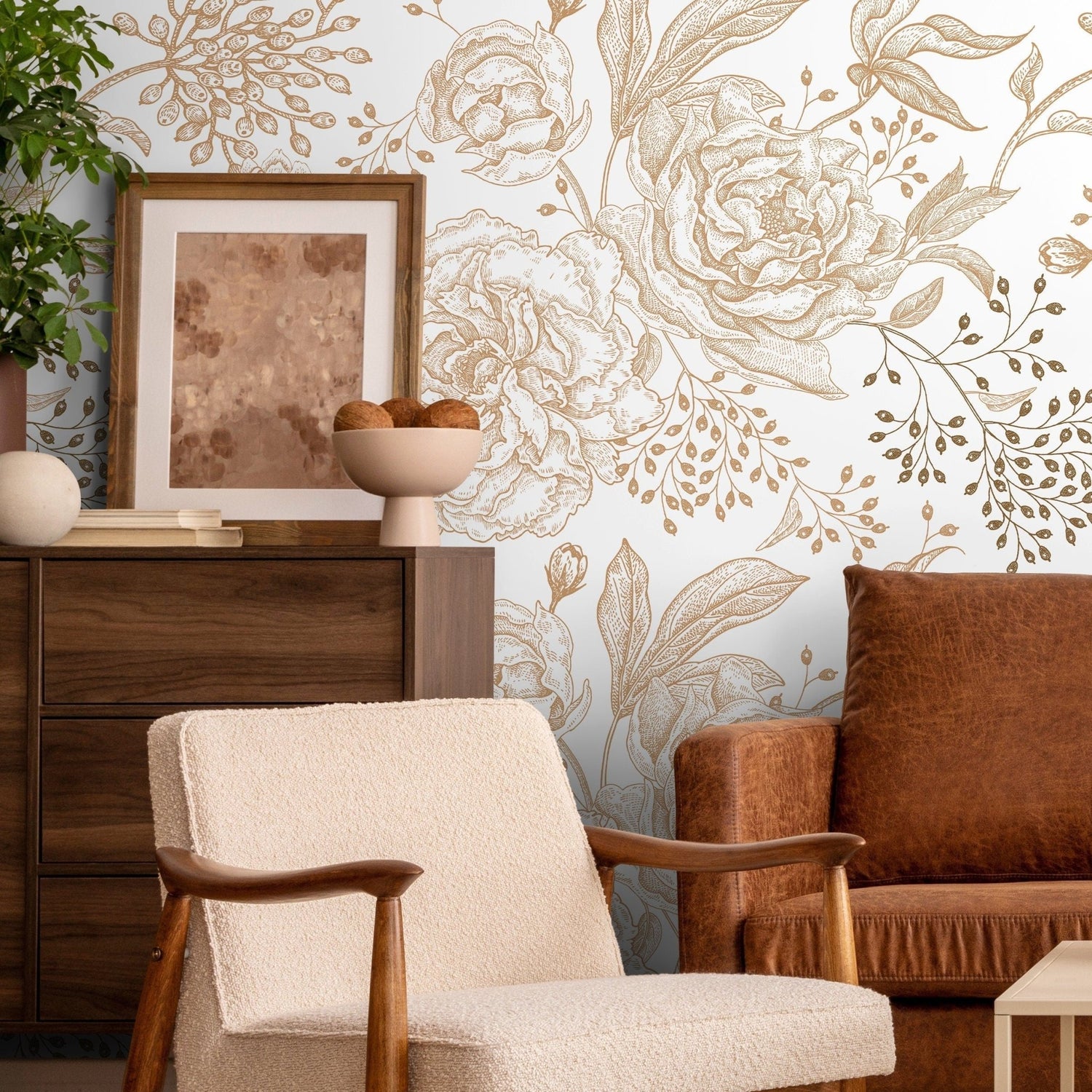 Wallpaper Peel and Stick Wallpaper Removable Wallpaper Home Decor Wall Art Wall Decor Room Decor / Boho Floral Wallpaper - A671 - WallTrend