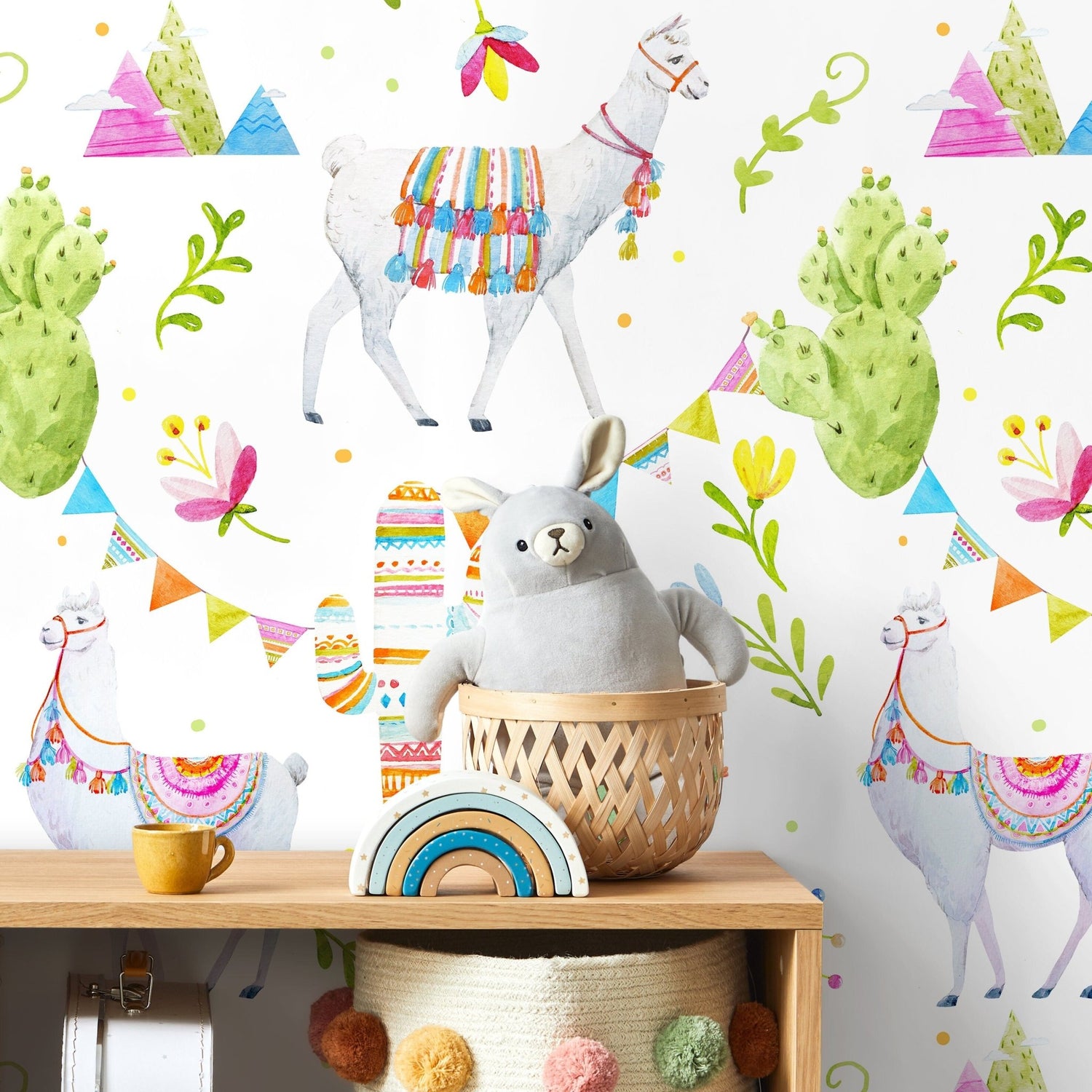 Wallpaper Peel and Stick Wallpaper Removable Wallpaper Home Decor Wall Art Wall Decor Room Decor / Cactus Animal Kids Wallpaper - A682 - WallTrend