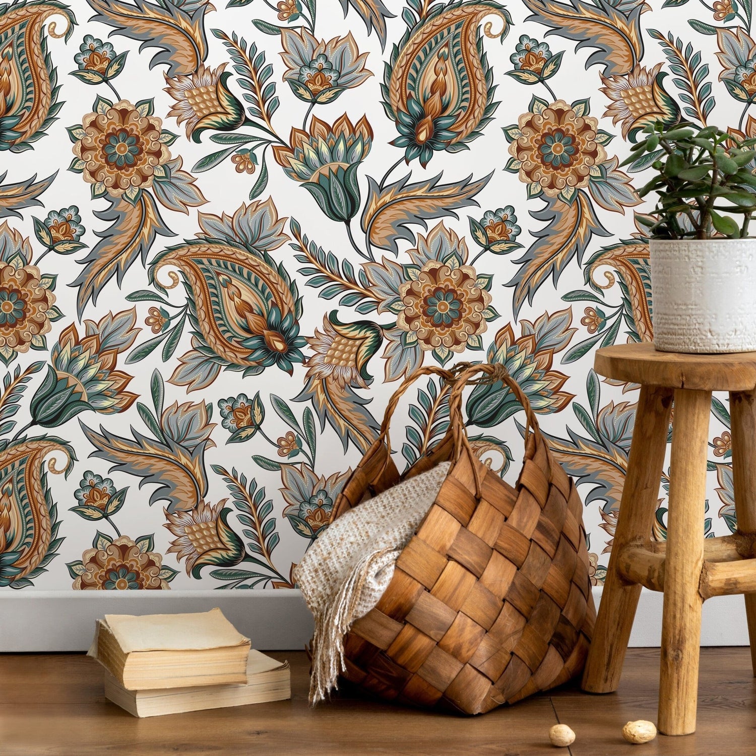 Wallpaper Peel and Stick Wallpaper Removable Wallpaper Home Decor Wall Art Wall Decor Room Decor / Colorful Feathers Boho Wallpaper - C553 - WallTrend
