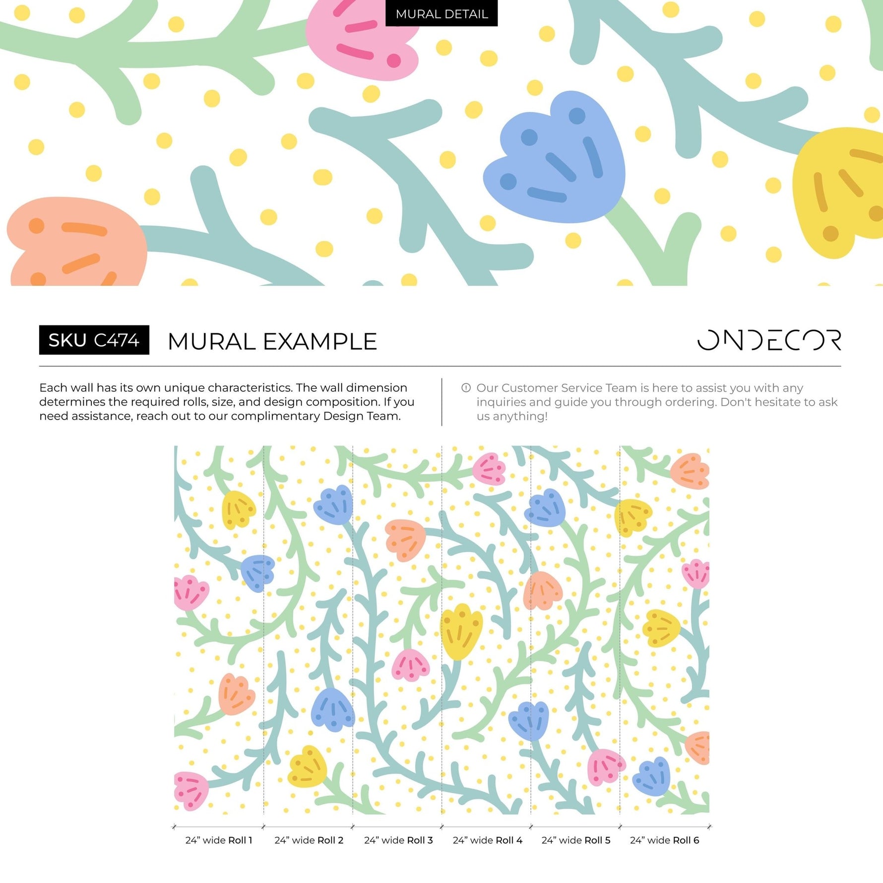 Wallpaper Peel and Stick Wallpaper Removable Wallpaper Home Decor Wall Art Wall Decor Room Decor / Colorful Floral Kid Wallpaper - C474 - WallTrend