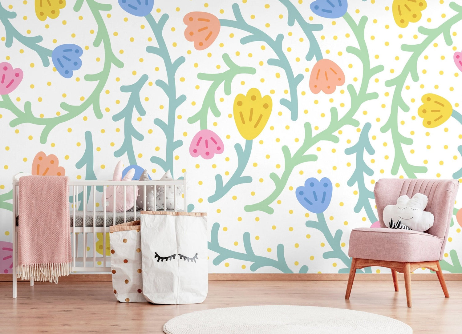 Wallpaper Peel and Stick Wallpaper Removable Wallpaper Home Decor Wall Art Wall Decor Room Decor / Colorful Floral Kid Wallpaper - C474 - WallTrend
