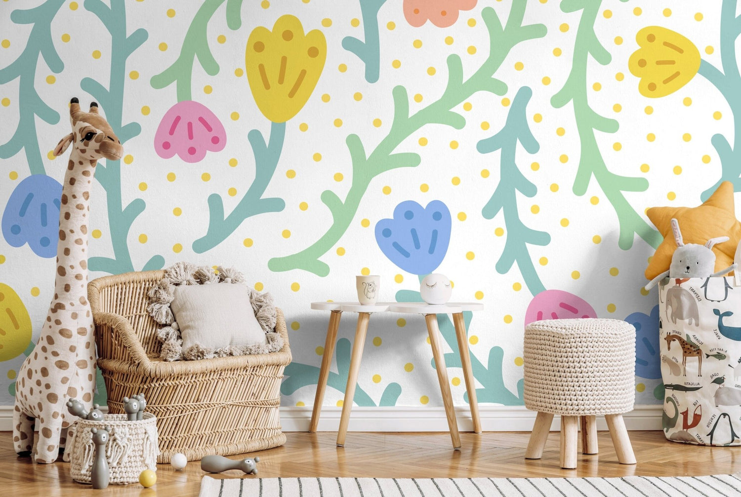 Wallpaper Peel and Stick Wallpaper Removable Wallpaper Home Decor Wall Art Wall Decor Room Decor / Colorful Floral Kid Wallpaper - C474 - WallTrend