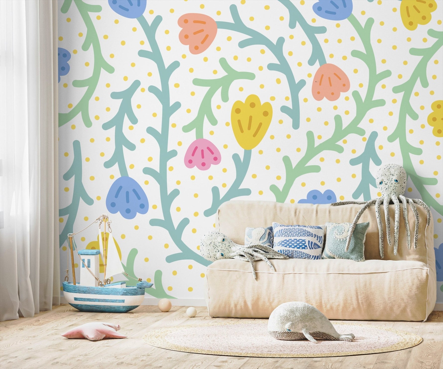 Wallpaper Peel and Stick Wallpaper Removable Wallpaper Home Decor Wall Art Wall Decor Room Decor / Colorful Floral Kid Wallpaper - C474 - WallTrend