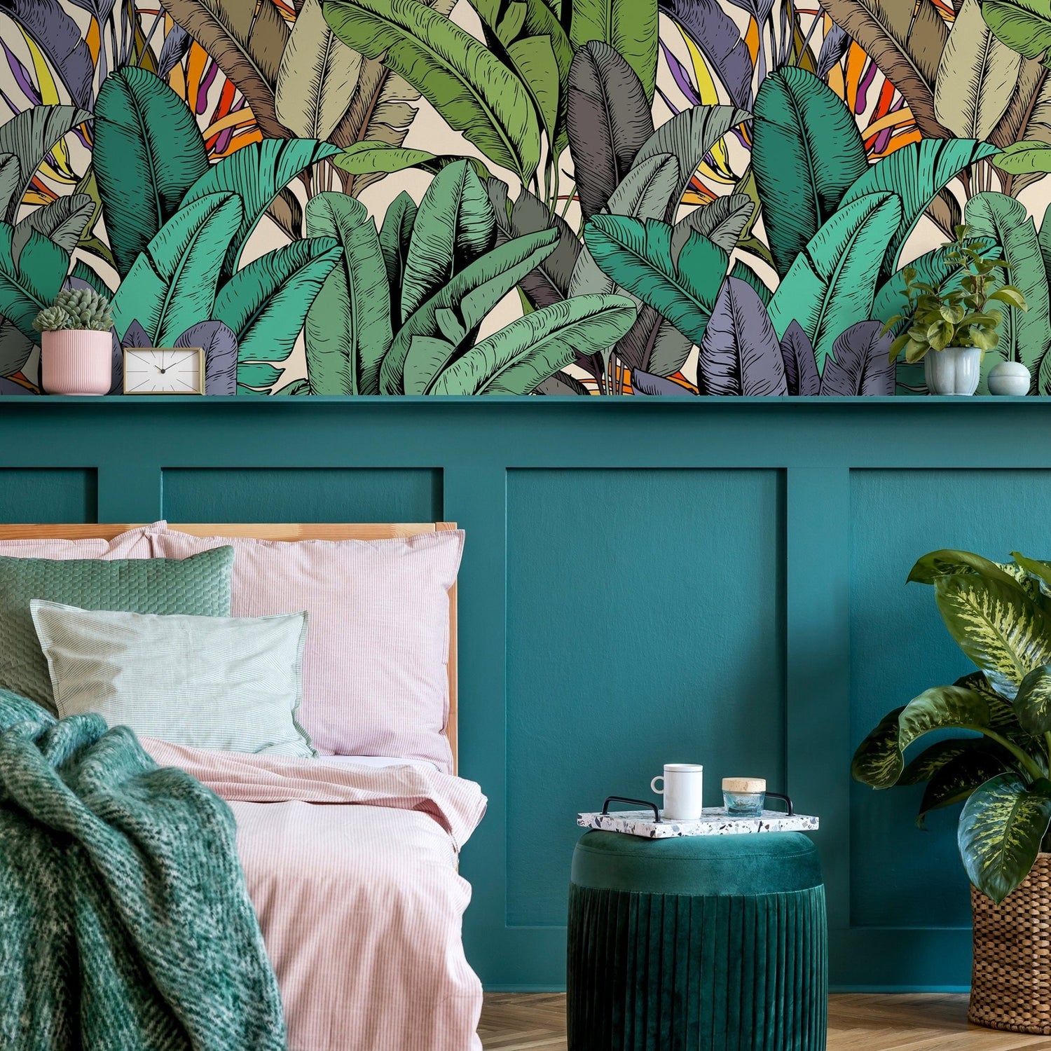 Wallpaper Peel and Stick Wallpaper Removable Wallpaper Home Decor Wall Art Wall Decor Room Decor / Colorful Tropical Jungle Wallpaper - A765 - WallTrend
