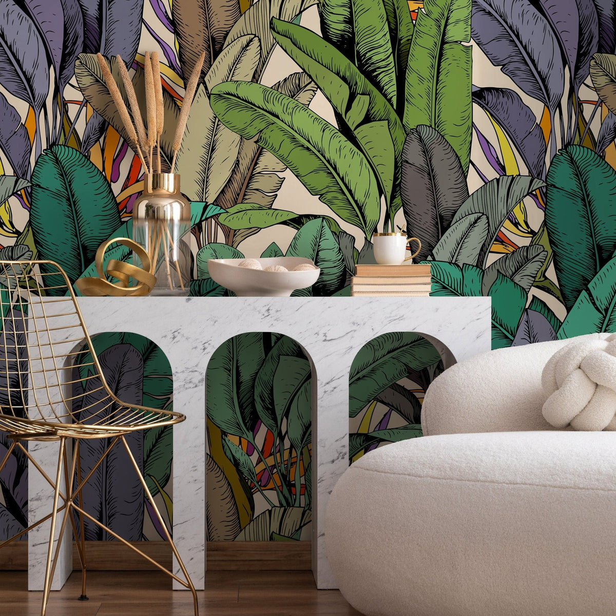 Wallpaper Peel and Stick Wallpaper Removable Wallpaper Home Decor Wall Art Wall Decor Room Decor / Colorful Tropical Jungle Wallpaper - A765 - WallTrend