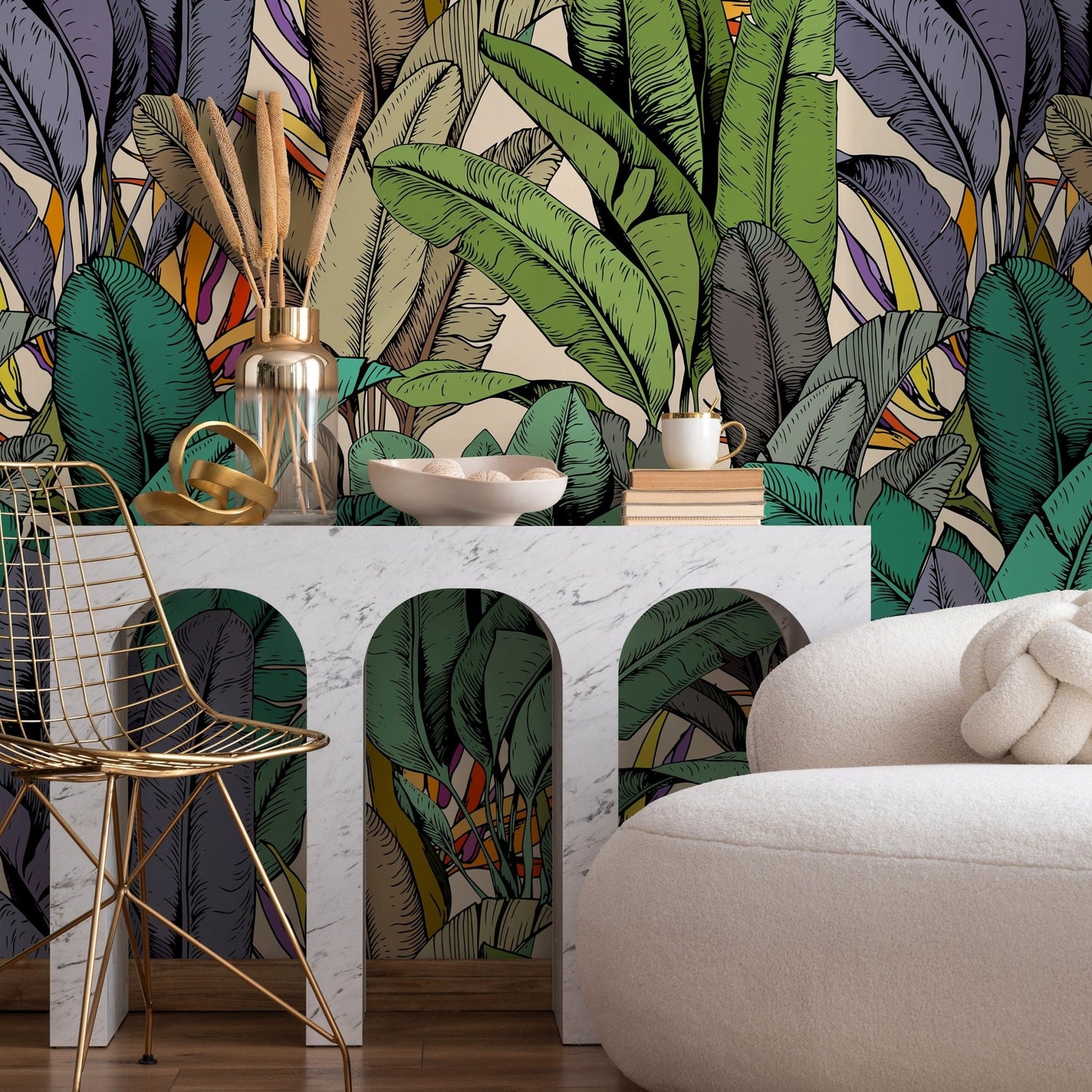 Wallpaper Peel and Stick Wallpaper Removable Wallpaper Home Decor Wall Art Wall Decor Room Decor / Colorful Tropical Jungle Wallpaper - A765 - WallTrend