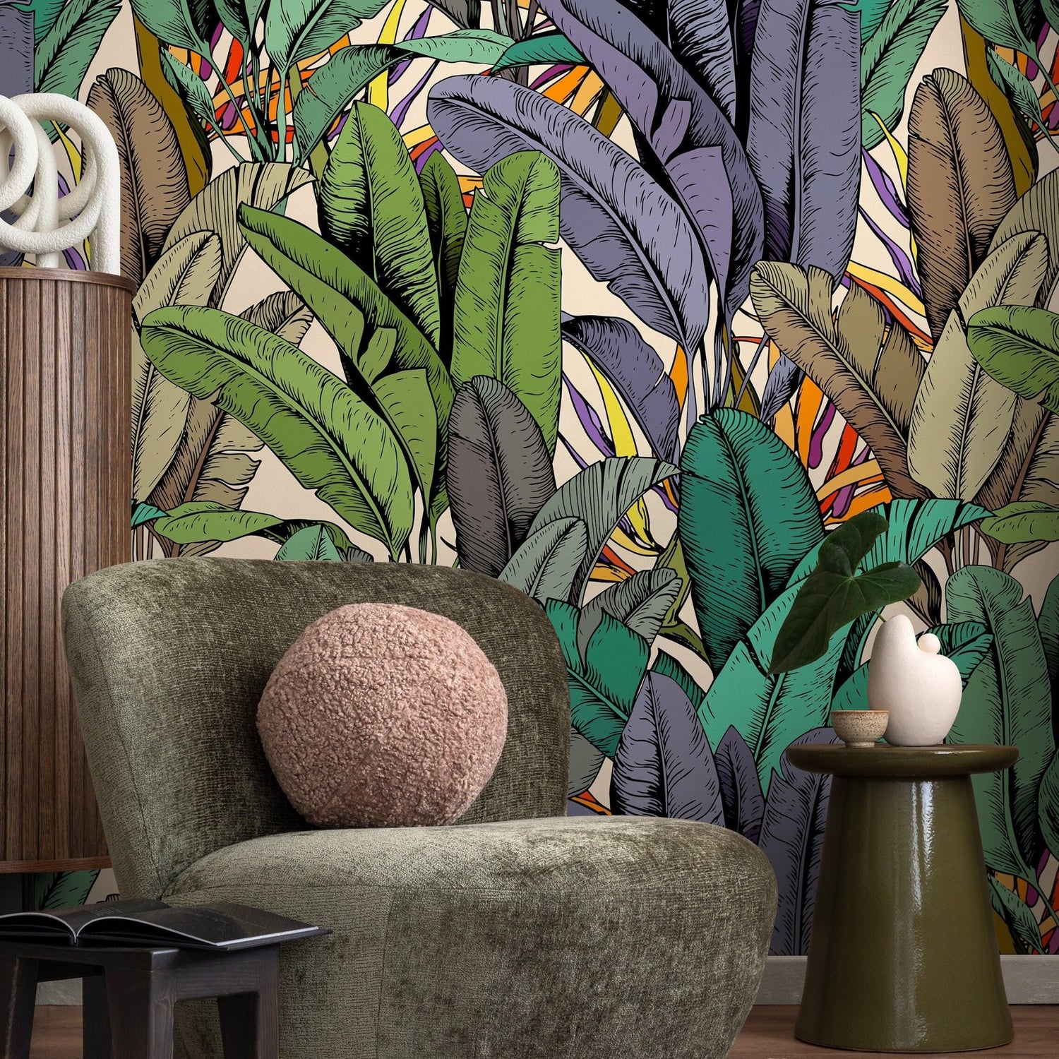Wallpaper Peel and Stick Wallpaper Removable Wallpaper Home Decor Wall Art Wall Decor Room Decor / Colorful Tropical Jungle Wallpaper - A765 - WallTrend