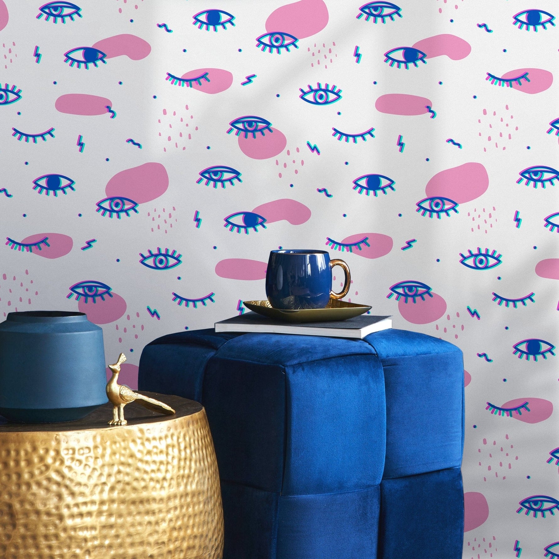 Wallpaper Peel and Stick Wallpaper Removable Wallpaper Home Decor Wall Art Wall Decor Room Decor / Contemporary Fun Eyes Wallpaper - B363 - WallTrend