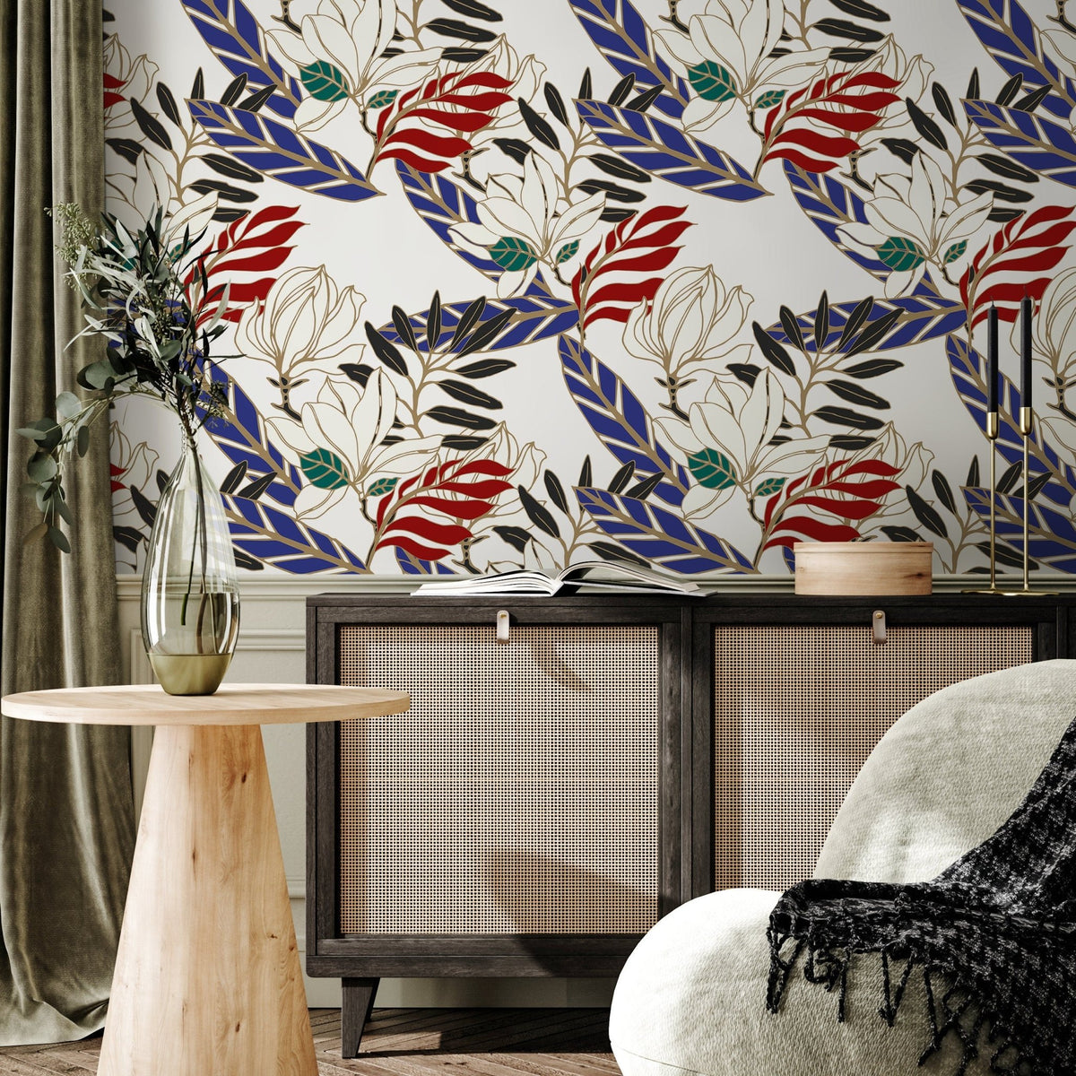 Wallpaper Peel and Stick Wallpaper Removable Wallpaper Home Decor Wall Art Wall Decor Room Decor / Contemporary Leaves Wallpaper - B321 - WallTrend