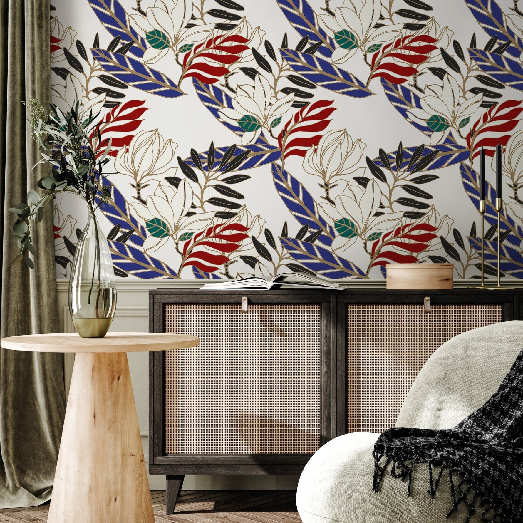 Wallpaper Peel and Stick Wallpaper Removable Wallpaper Home Decor Wall Art Wall Decor Room Decor / Contemporary Leaves Wallpaper - B321 - WallTrend