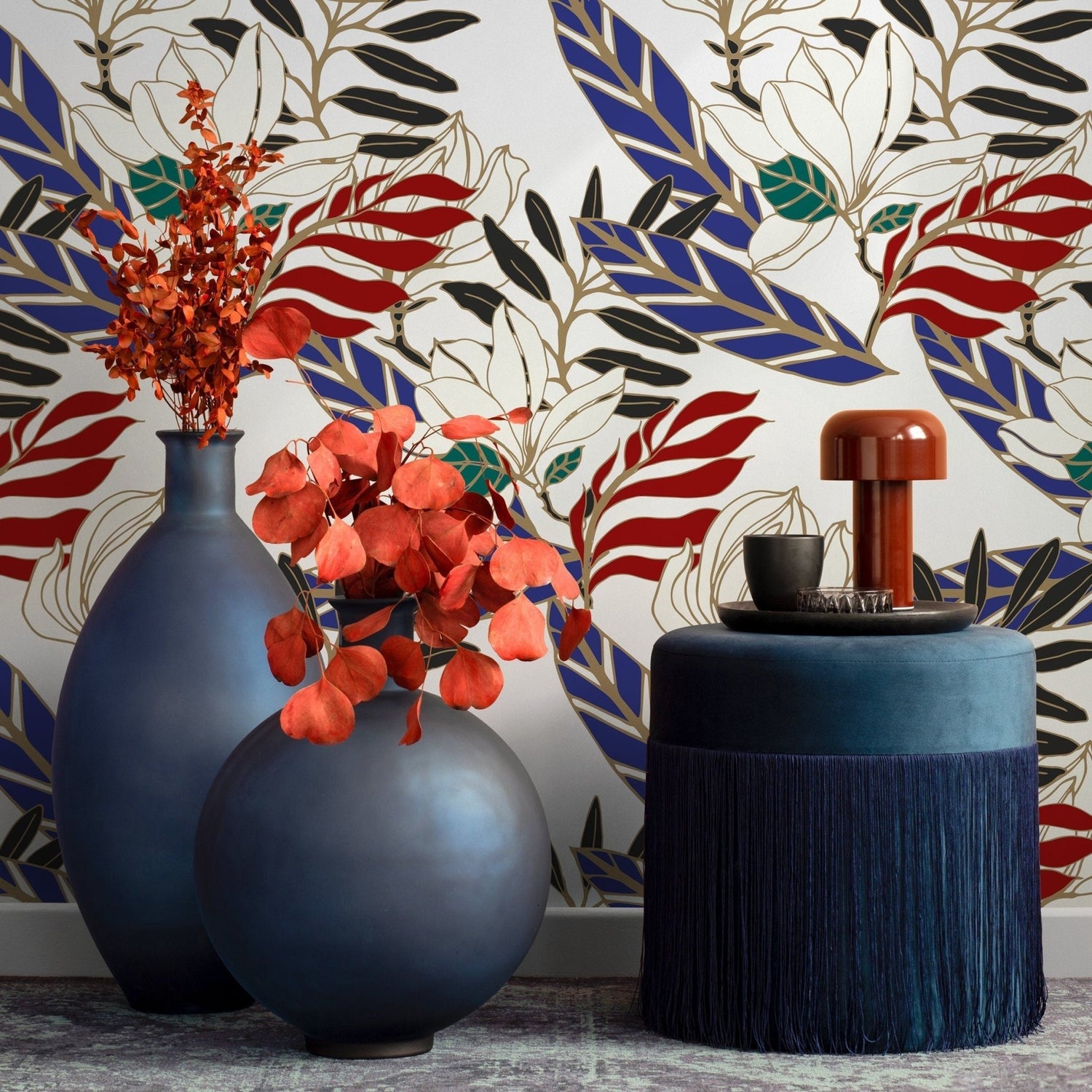 Wallpaper Peel and Stick Wallpaper Removable Wallpaper Home Decor Wall Art Wall Decor Room Decor / Contemporary Leaves Wallpaper - B321 - WallTrend