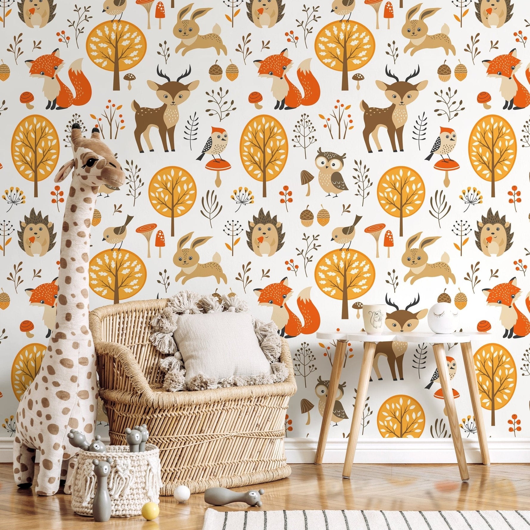 Wallpaper Peel and Stick Wallpaper Removable Wallpaper Home Decor Wall Art Wall Decor Room Decor / Cute Animal Kids Wallpaper - A082 - WallTrend