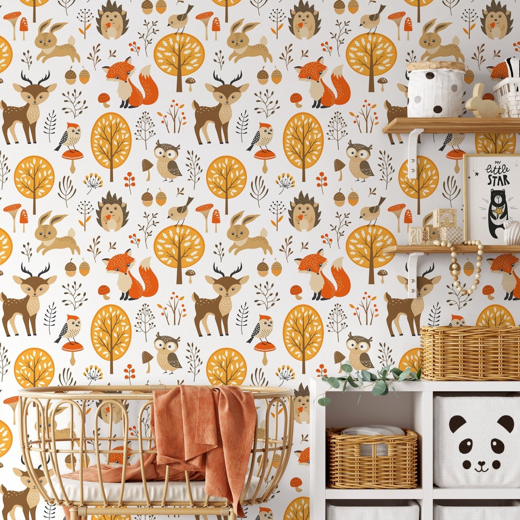 Wallpaper Peel and Stick Wallpaper Removable Wallpaper Home Decor Wall Art Wall Decor Room Decor / Cute Animal Kids Wallpaper - A082 - WallTrend