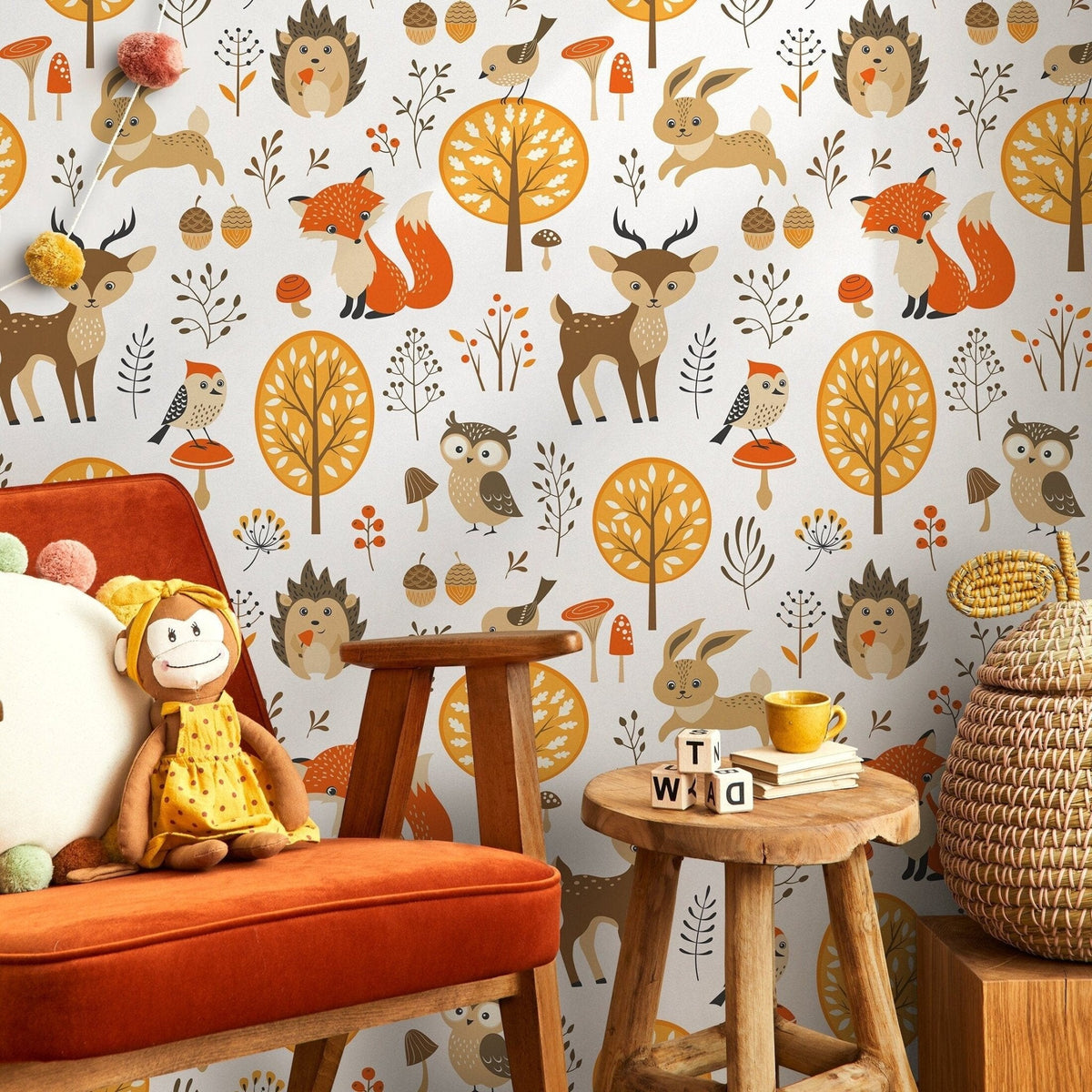 Wallpaper Peel and Stick Wallpaper Removable Wallpaper Home Decor Wall Art Wall Decor Room Decor / Cute Animal Kids Wallpaper - A082 - WallTrend