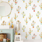 Wallpaper Peel and Stick Wallpaper Removable Wallpaper Home Decor Wall Art Wall Decor Room Decor / Cute Kids Cactus Boho Wallpaper - A689 - WallTrend