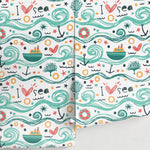 Wallpaper Peel and Stick Wallpaper Removable Wallpaper Home Decor Wall Art Wall Decor Room Decor / Cute Ocean Kids Wallpaper - A084 - WallTrend