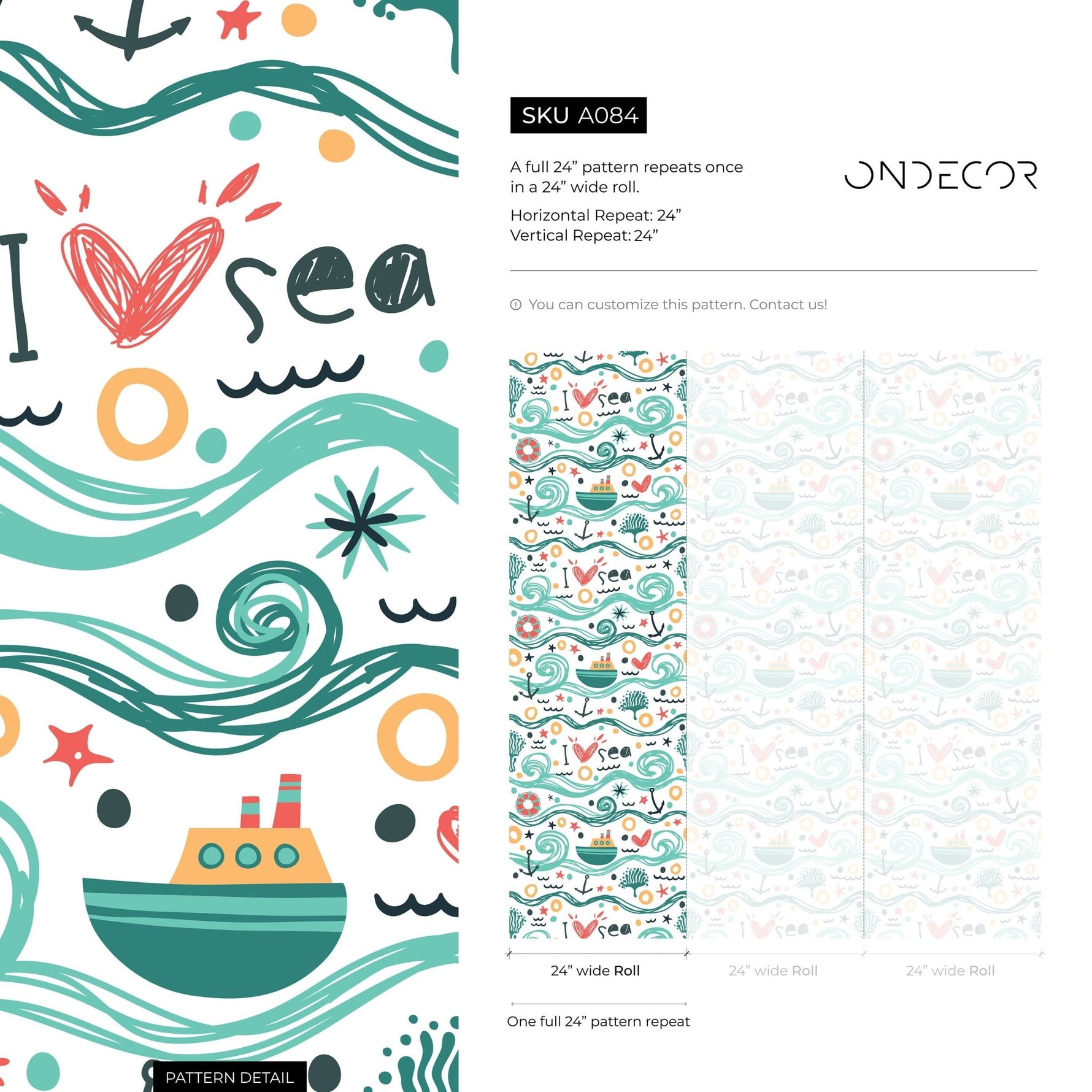 Wallpaper Peel and Stick Wallpaper Removable Wallpaper Home Decor Wall Art Wall Decor Room Decor / Cute Ocean Kids Wallpaper - A084 - WallTrend