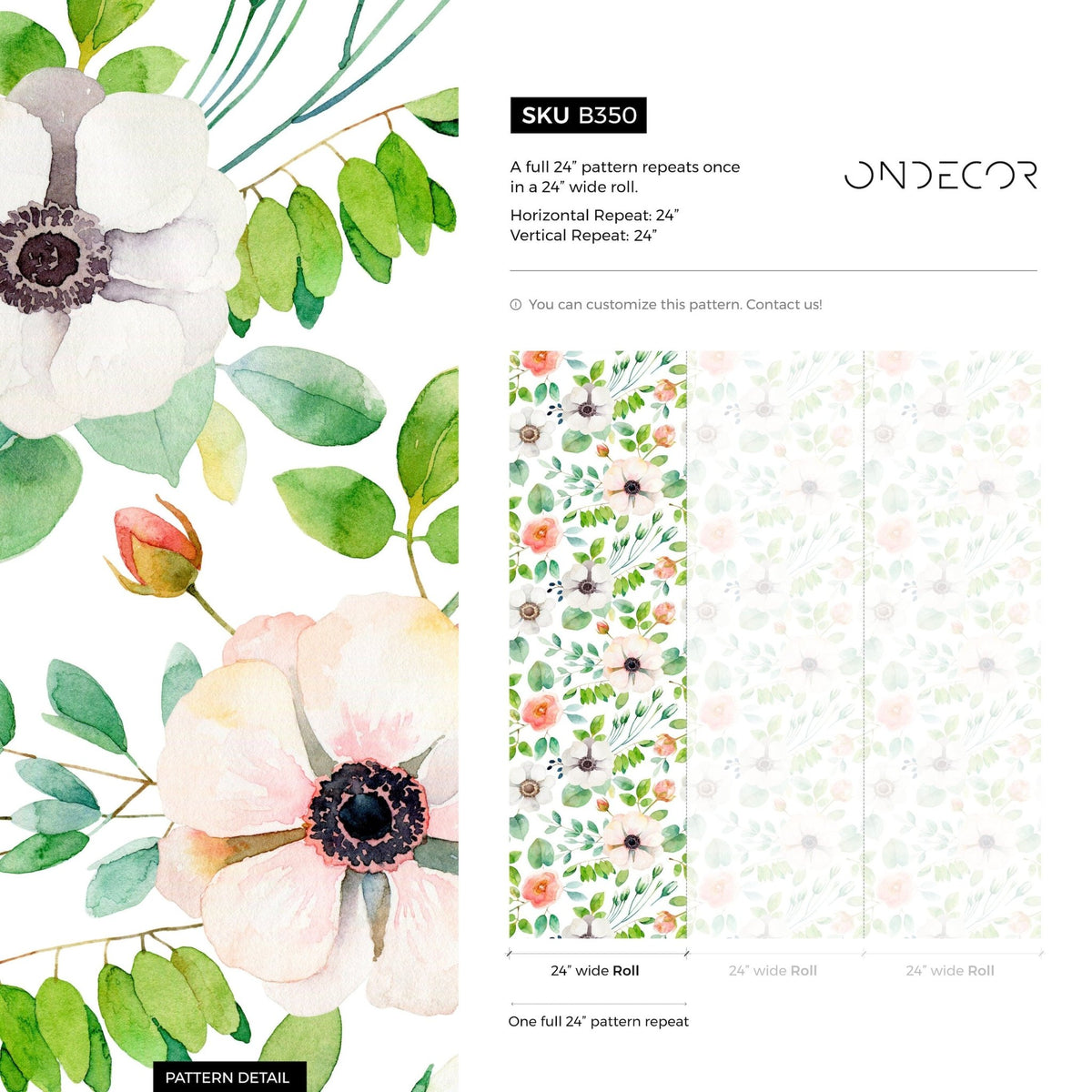 Wallpaper Peel and Stick Wallpaper Removable Wallpaper Home Decor Wall Art Wall Decor Room Decor / Cute Watercolor Flowers Wallpaper - B350 - WallTrend