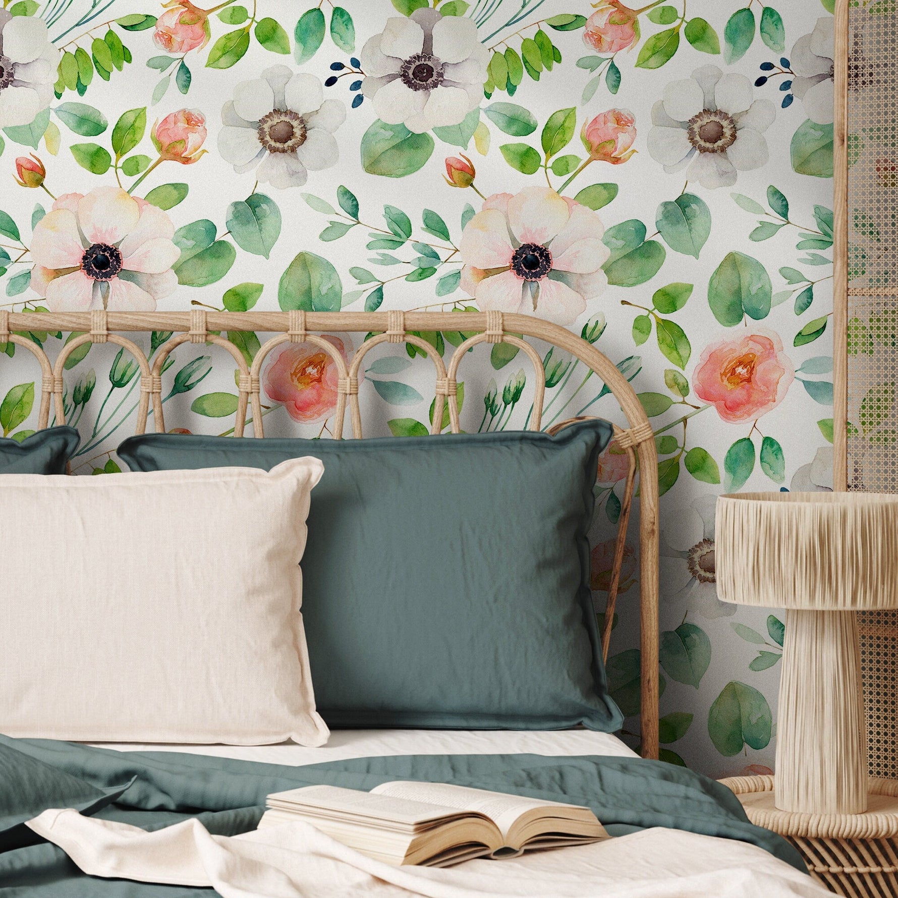 Wallpaper Peel and Stick Wallpaper Removable Wallpaper Home Decor Wall Art Wall Decor Room Decor / Cute Watercolor Flowers Wallpaper - B350 - WallTrend