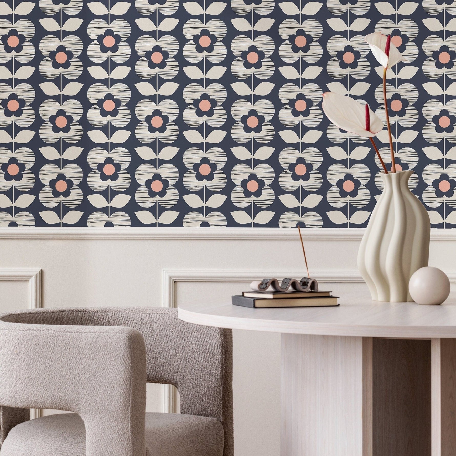 Wallpaper Peel and Stick Wallpaper Removable Wallpaper Home Decor Wall Art Wall Decor Room Decor / Floral Scandinavian Wallpaper - A704 - WallTrend
