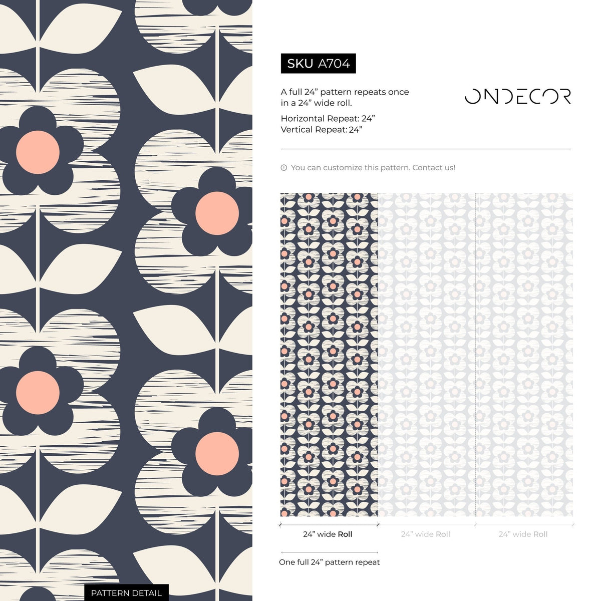 Wallpaper Peel and Stick Wallpaper Removable Wallpaper Home Decor Wall Art Wall Decor Room Decor / Floral Scandinavian Wallpaper - A704 - WallTrend